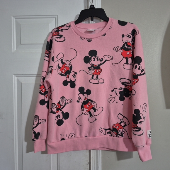 Mickey Mouse Disney 100 Colorful & Playful Pink Sweatshirt Size SM - Picture 1 of 11